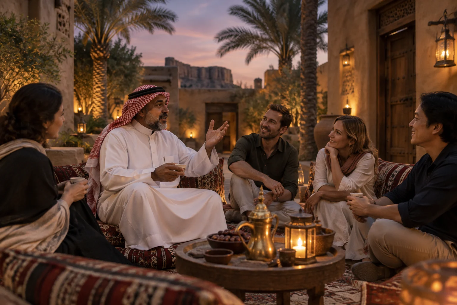 مجموعة في أمسية ثقافية سعودية / A group enjoying a Saudi cultural evening